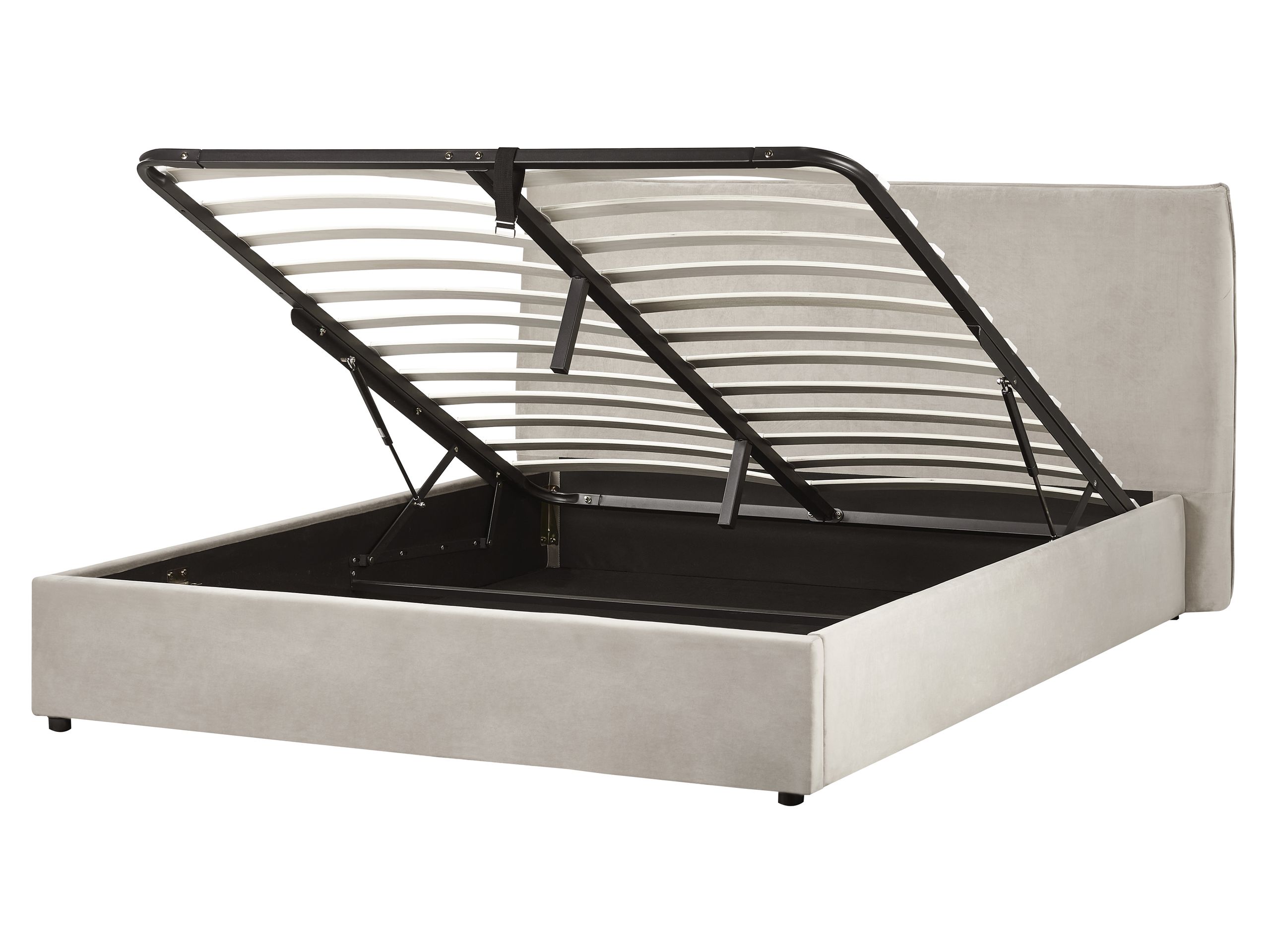 Cama con almacenaje lavaur terciopelo gris pardo 160 x 200 cm