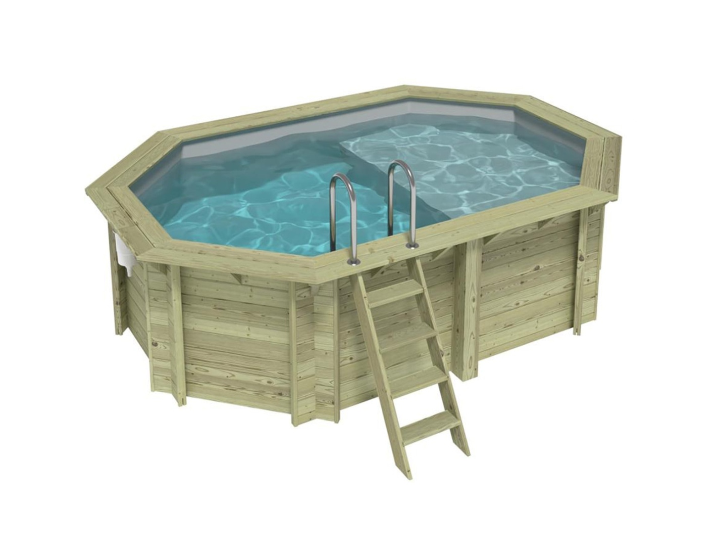 Piscina de madera nemo 4.3x3 - h.1.18 m con playa, gris, con vigas l