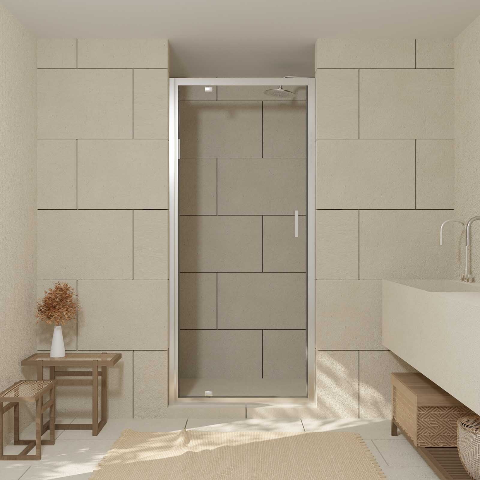 Puerta de ducha abatible 80x200cm perfiles cromo vidrio templado 6mm