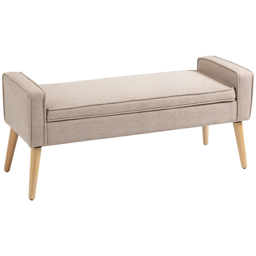 Banco de almacenaje poliéster, espuma, madera de caucho bicolor