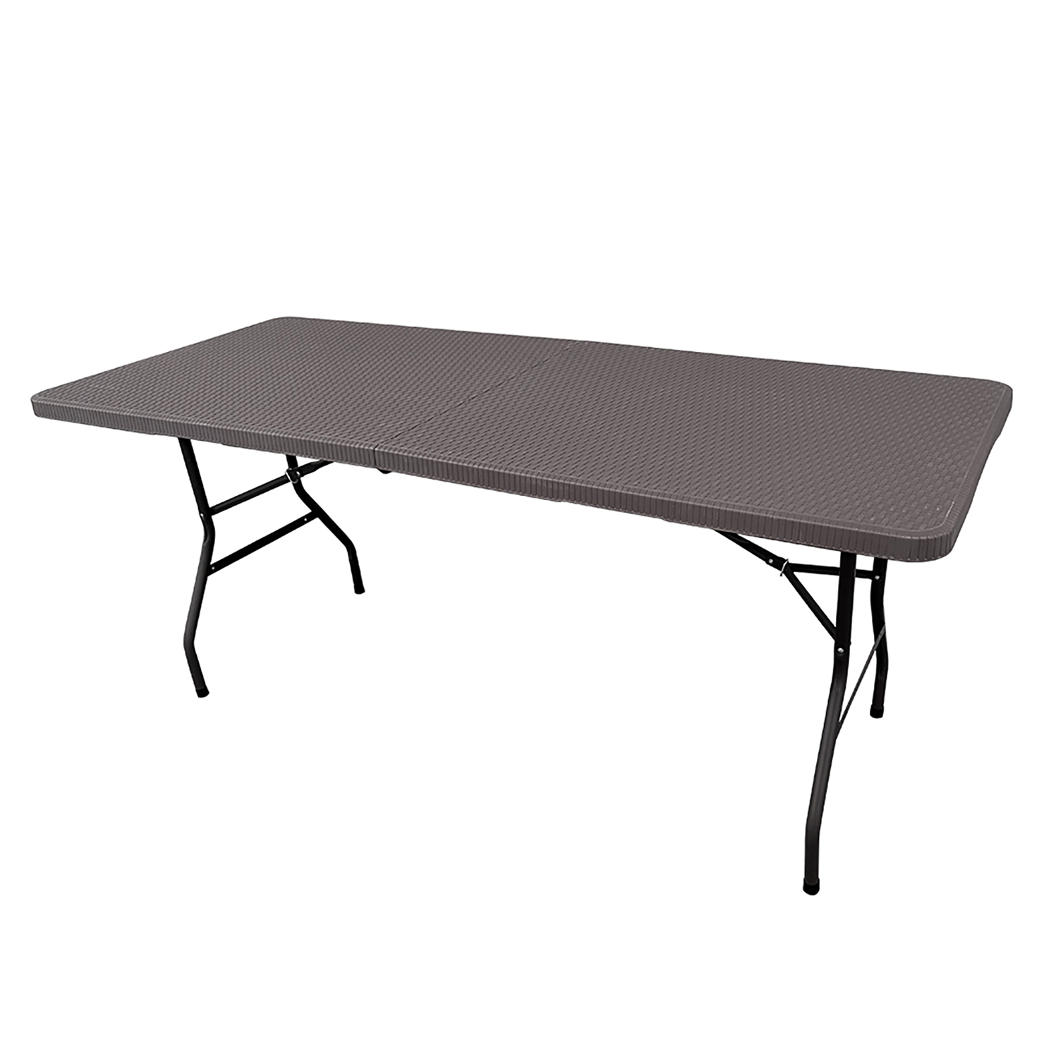 Mesa Plegable Efecto Ratán Gris Antracita 180 x 70 x 74cm Portátil THW