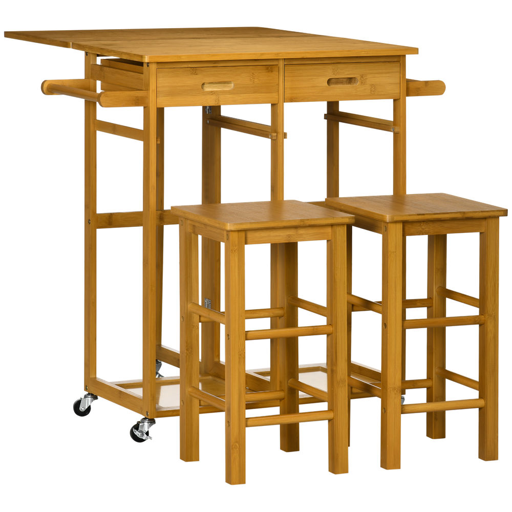 Conjunto de bar 82.5x75.5x83.5 cm bambú color marrón Homcom, hogar - cocina