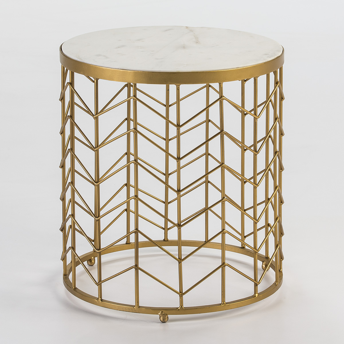 Mesa auxiliar 40x40x46 marmol blanco, metal dorado