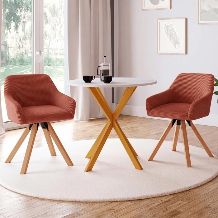 Sillones giratorios terracota pana - set 2 - 51 cm
