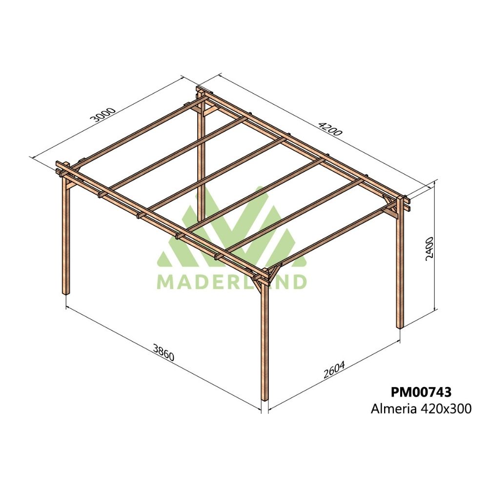 Pérgola de madera maciza - almeria 420x300cm (maderland)
