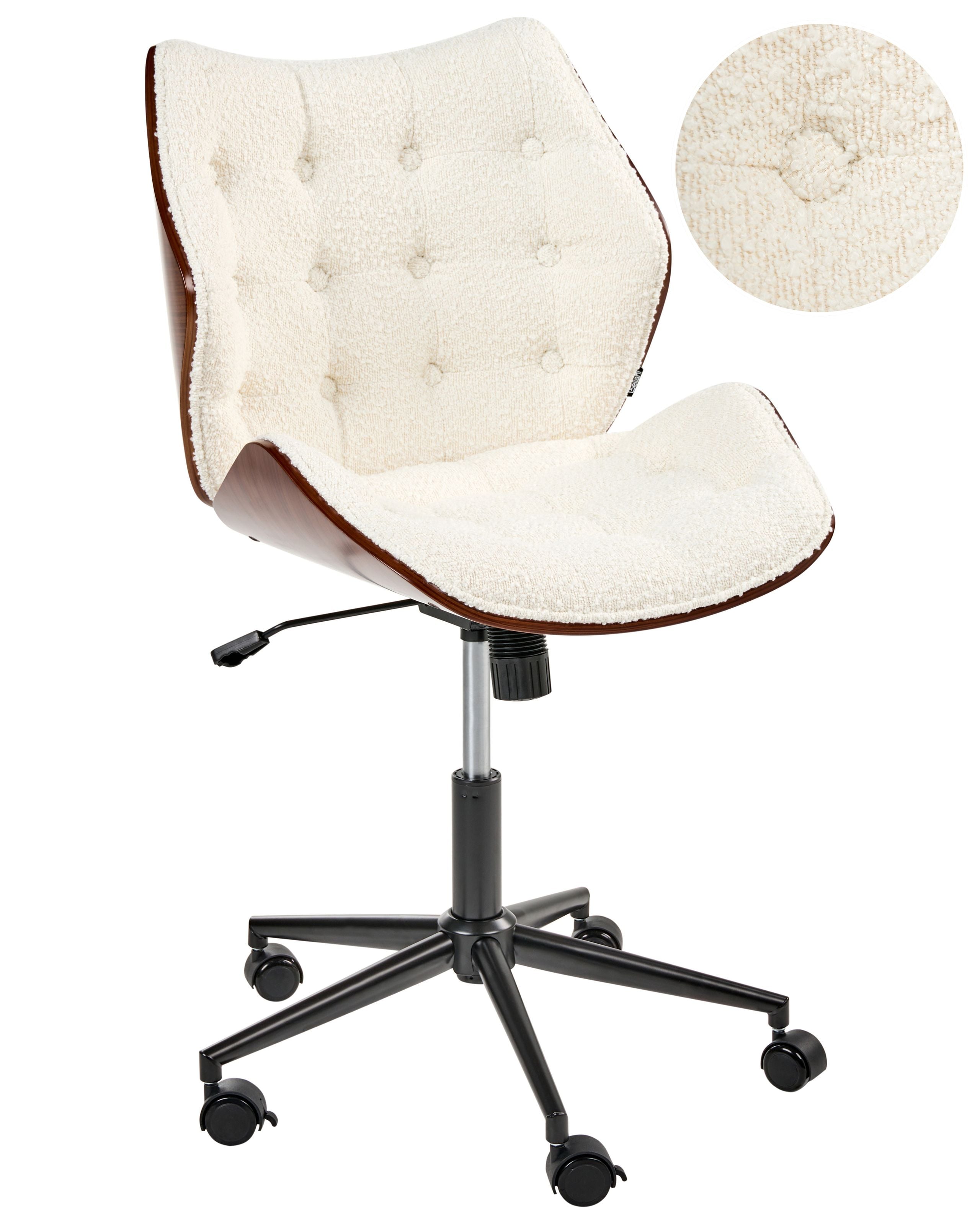 Silla de escritorio lompoc bouclé blanco crema