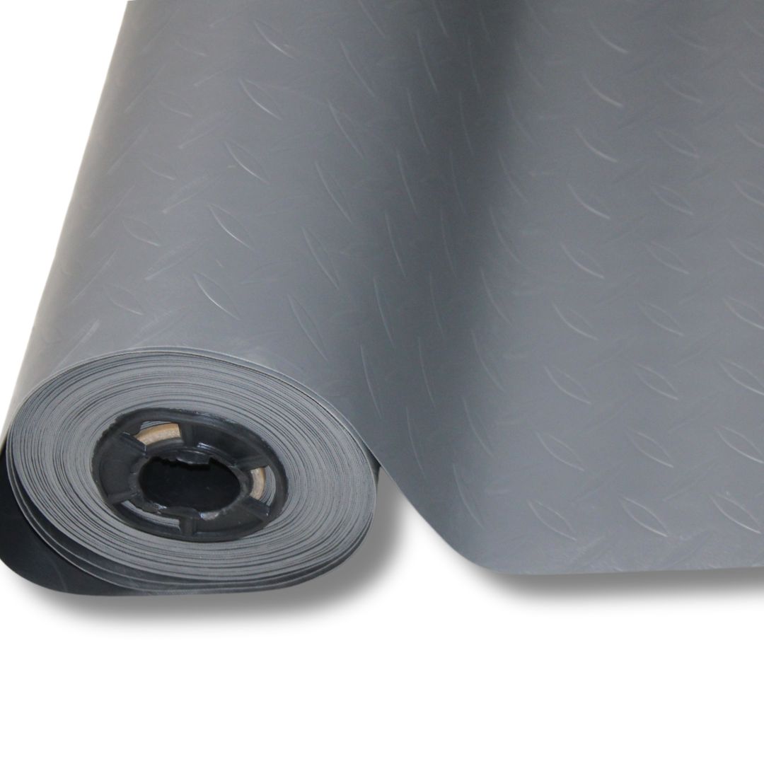 Suelo PVC| 100% PVC| estrias gris| 1mm| 140x800cm
