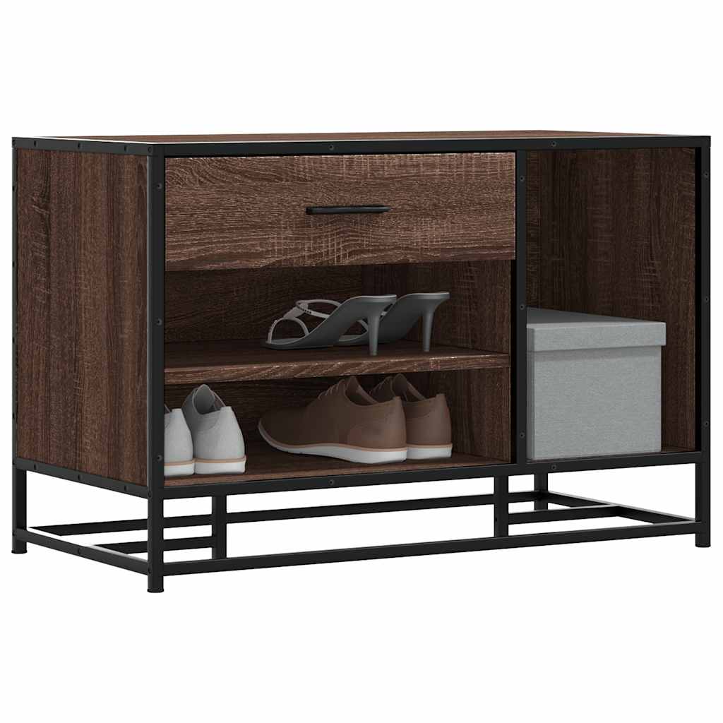 Banco zapatero madera de ingeniería marrón roble 80x40x53,5 cm oif342237