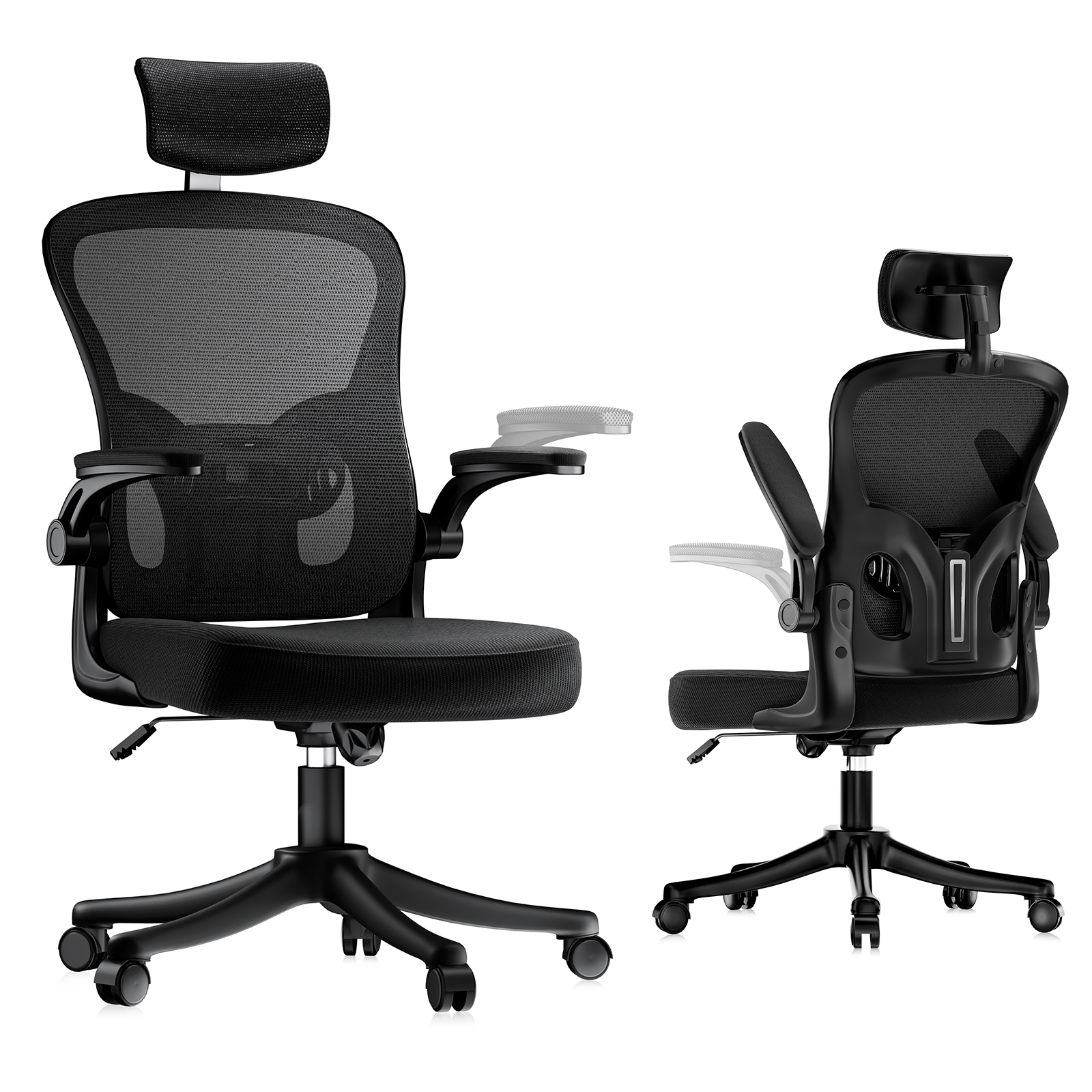 Silla de oficina ergonómica de malla transpirable, negro