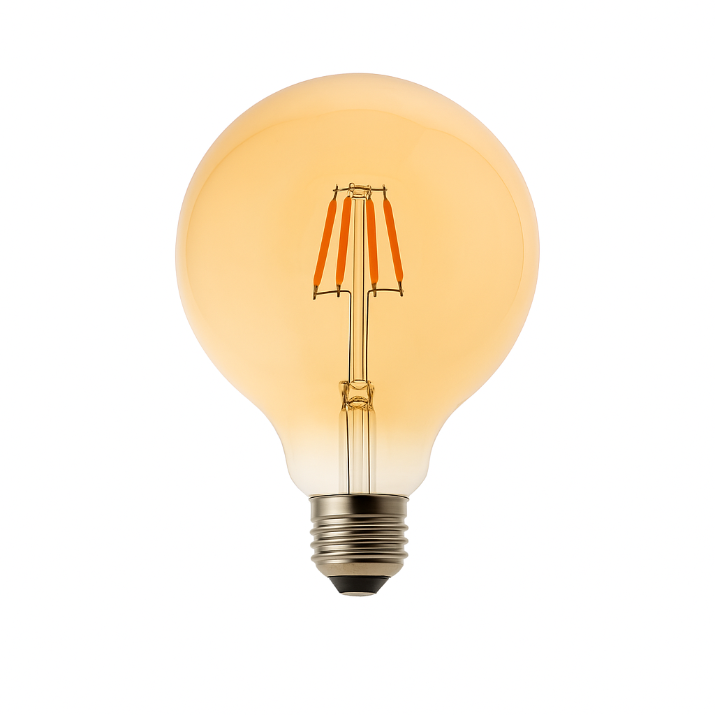 Bombilla LED globo g125 E27 filamento 8w 700lm. Luz cálida 2700k