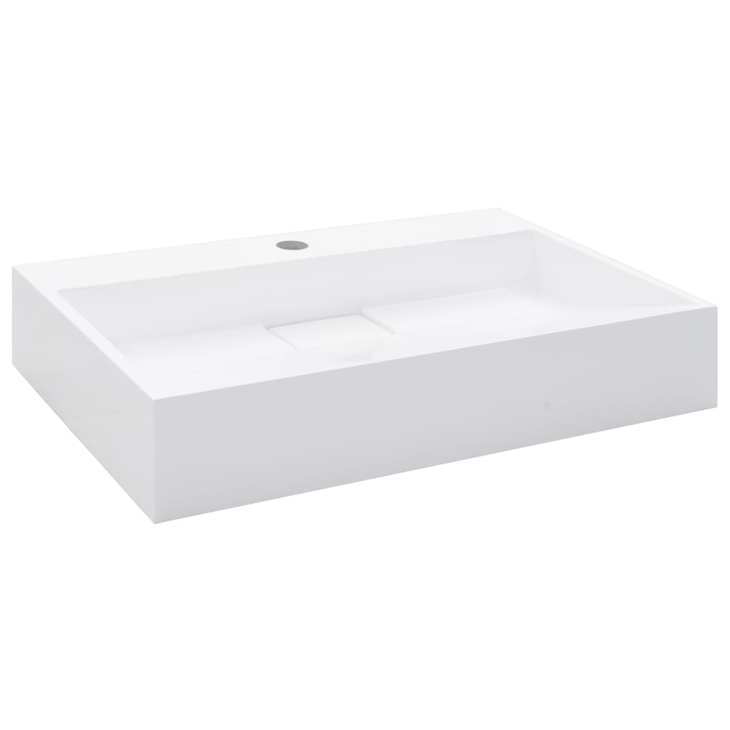 vidaXL lavabo 60x38x11 cm resina mineral/mármol blanco
