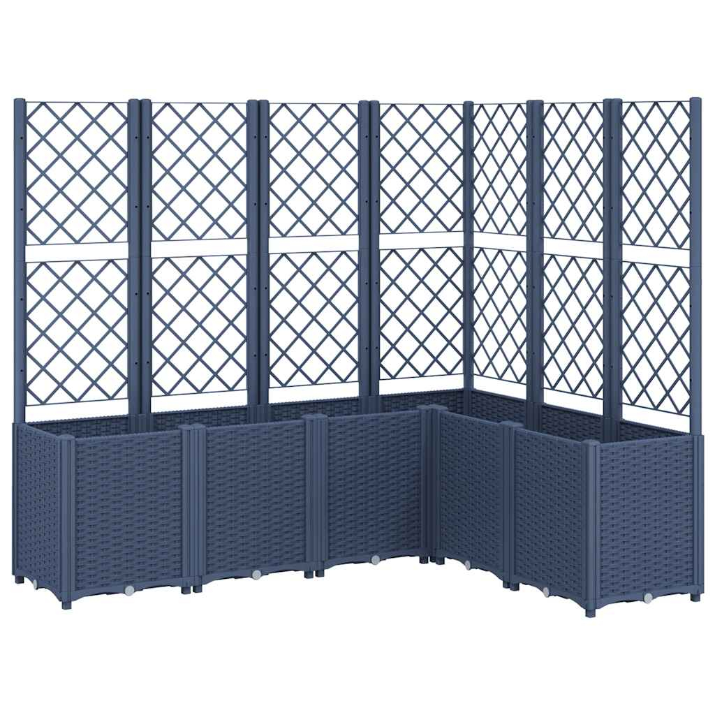 vidaXL jardinera con enrejado pp azul gris 160x120x140 cm