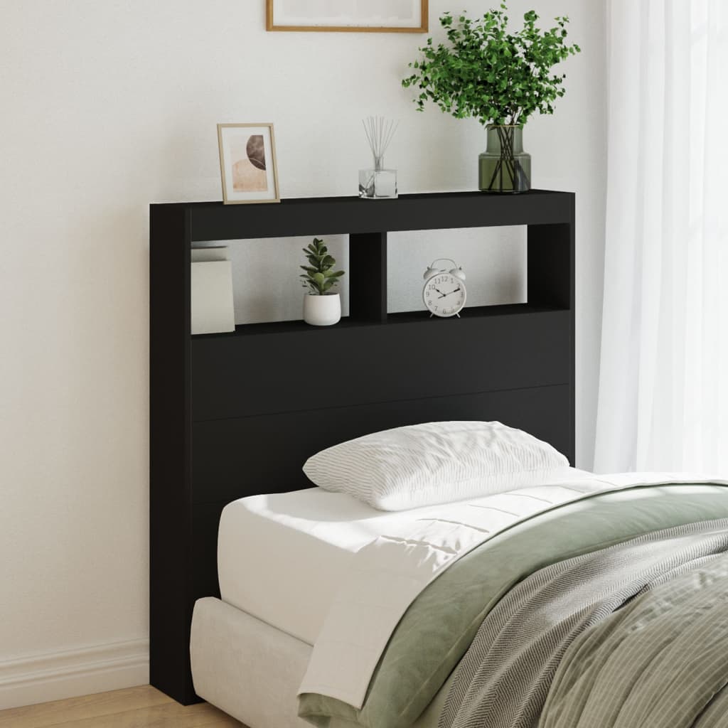 Cabecero de cama con LED negro 100x17x102 cm eso1391