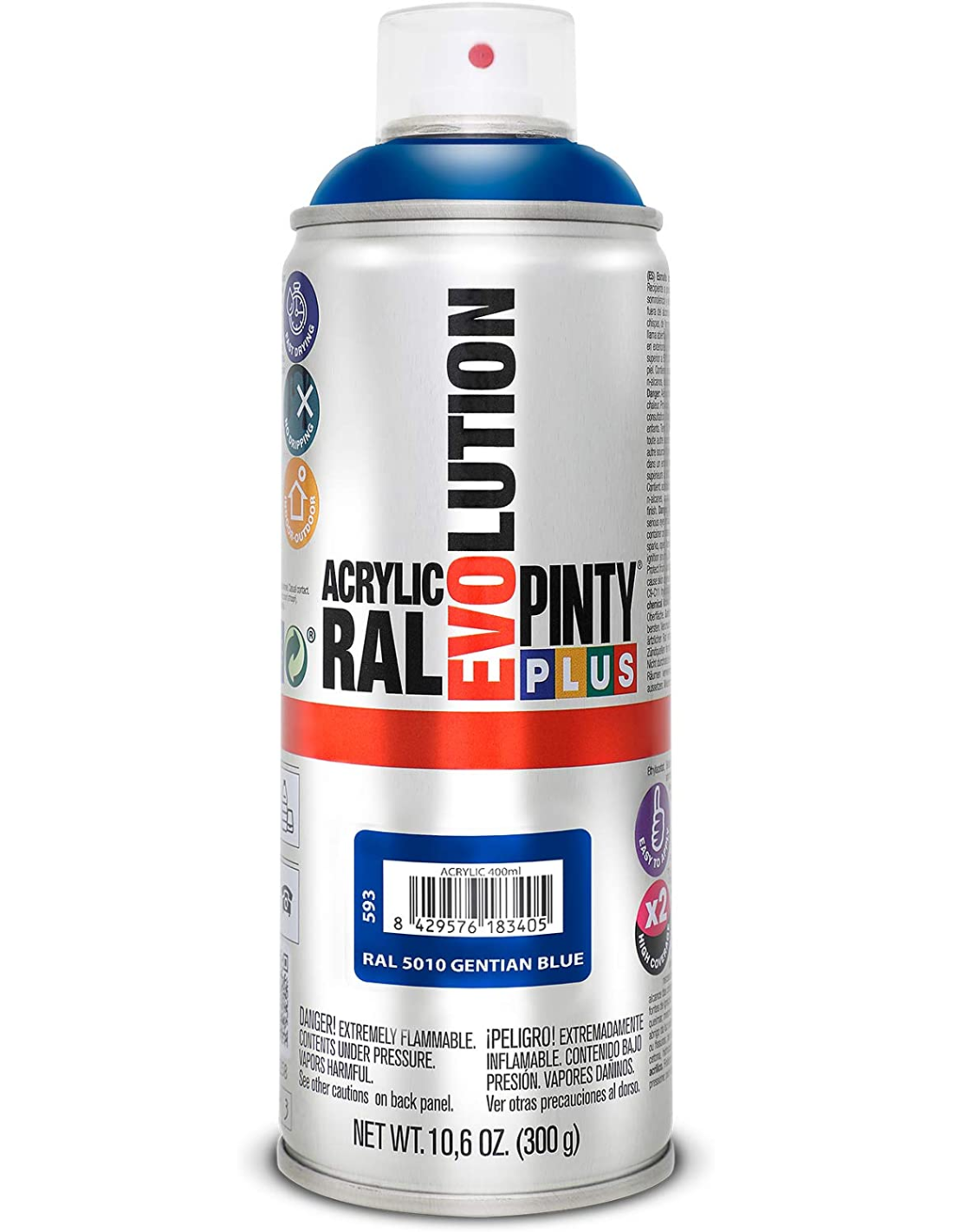 Spray acrilico brillante pintyplus ral 400 ml (ral 5010 azul genciana)