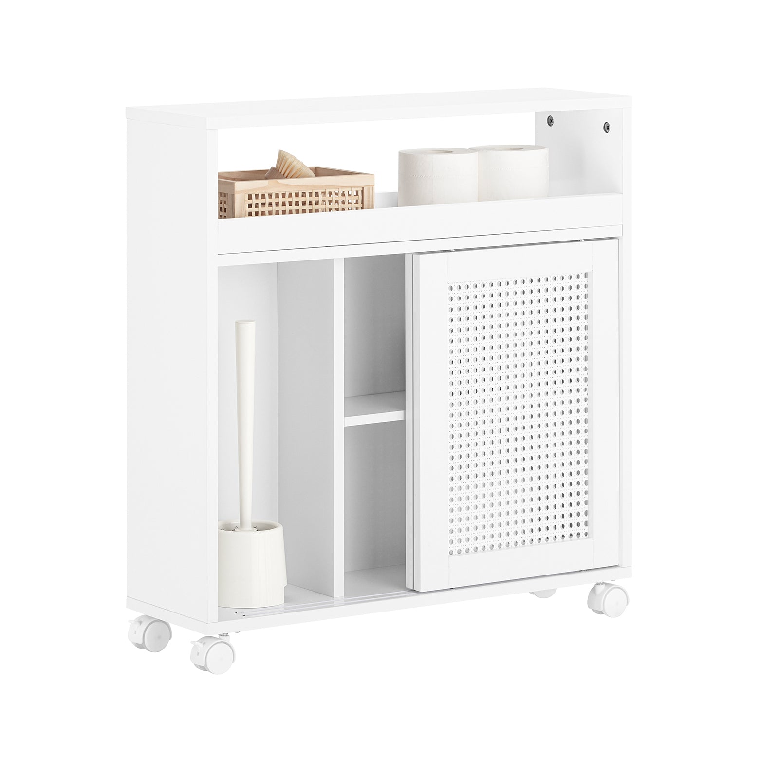Carrito multiusos para baño con puerta y estante bzr119-w sobuy