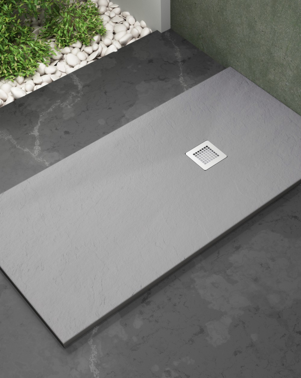 Plato ducha resina extraplano 150 x 70cm textura pizarra suave gris