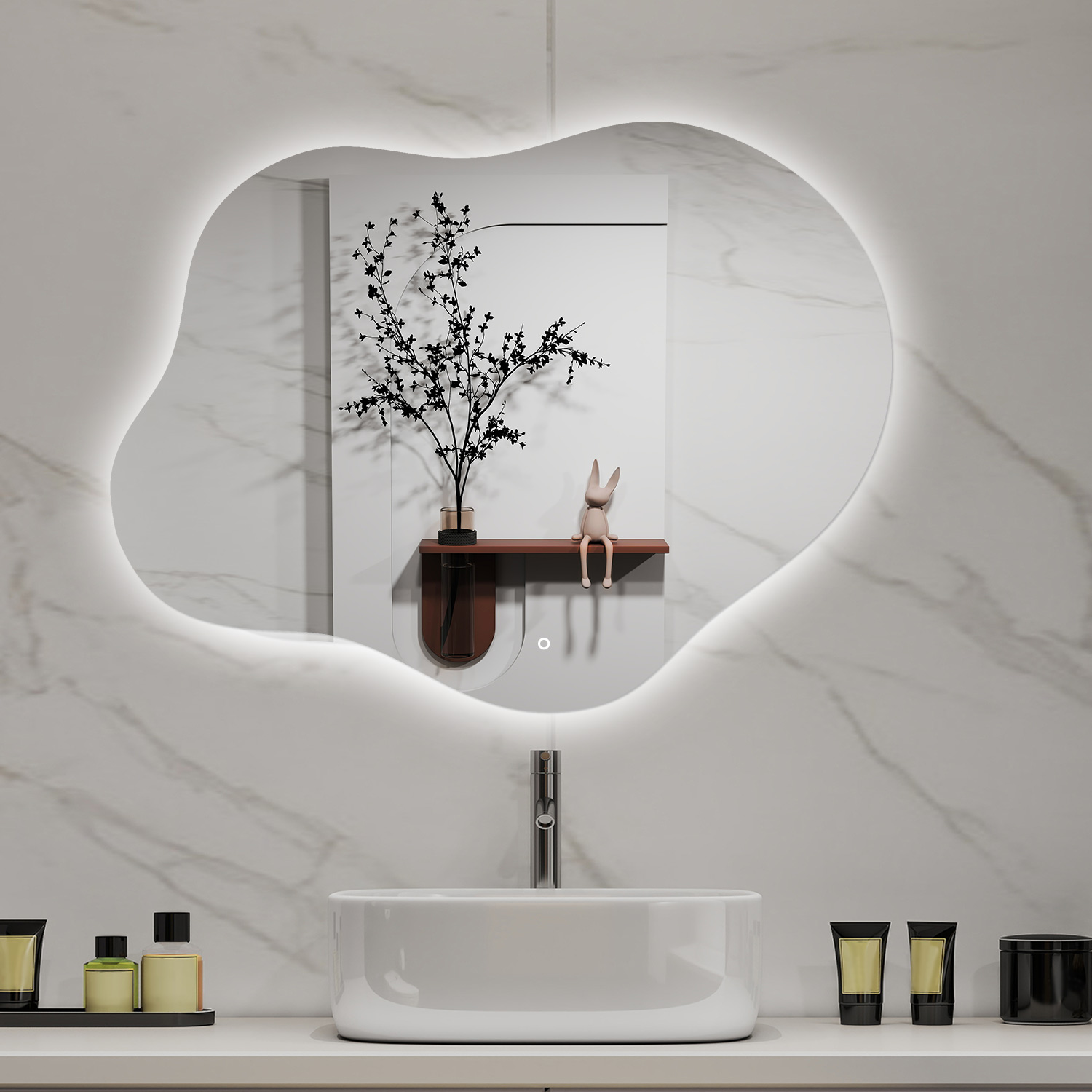 Espejo de baño aica LED 90 x 68cm con antivaho,forma irregular