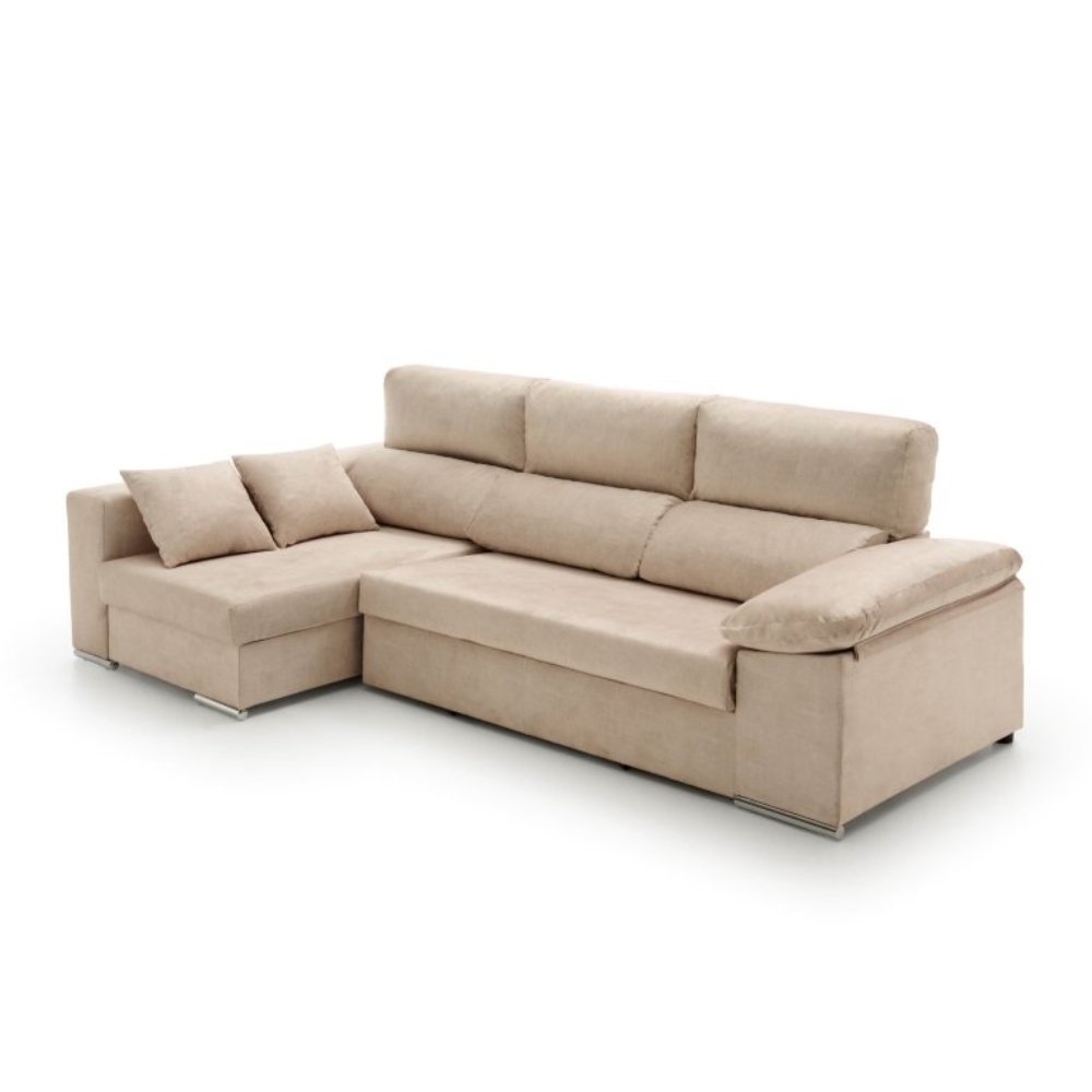 Sofa chaise longue cama con arcón giulia beige izquierda