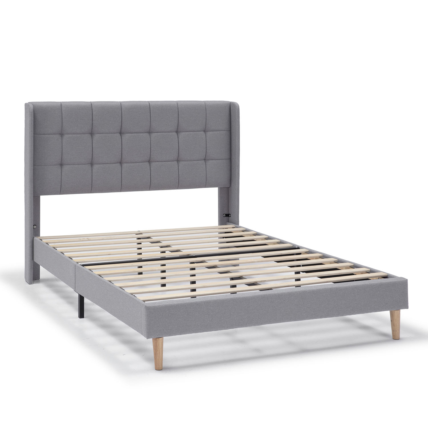 Cama tapizada esther de 30 cm, 90x190 cm, gris claro