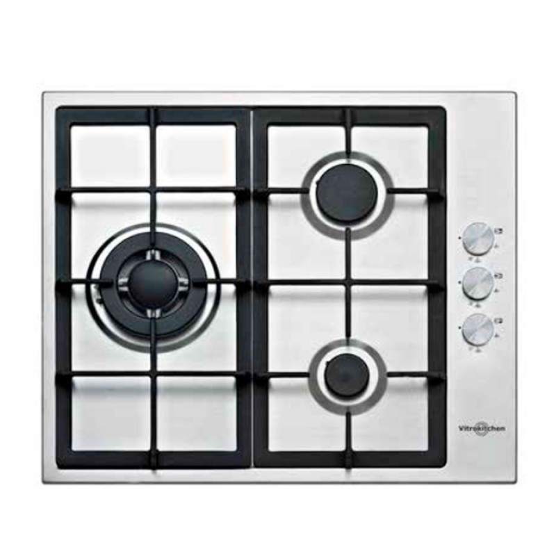 Placa gas vitrokitchen en636lib butano inox 3f