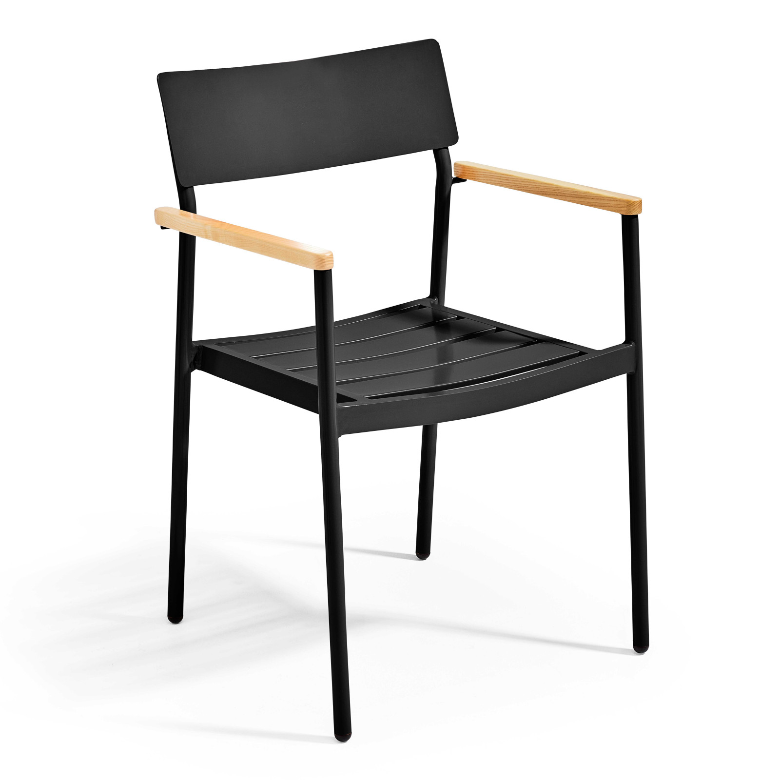 Oviala - sillón de jardín de aluminio y madera negra