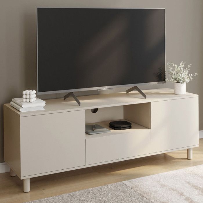 Mueble de tv beige con almacenaje - 140 cm
