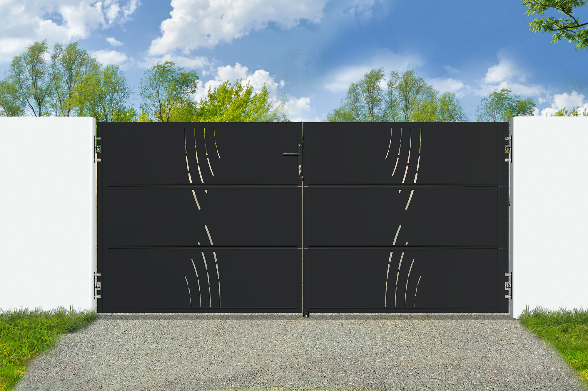 Puerta de acero negro de 3 m nali veleta h.160cm