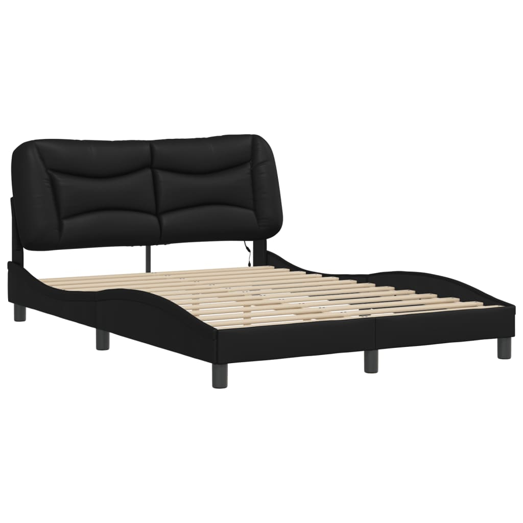 vidaXL estructura de cama con LED sin colchón hvar negro 140x190 cm
