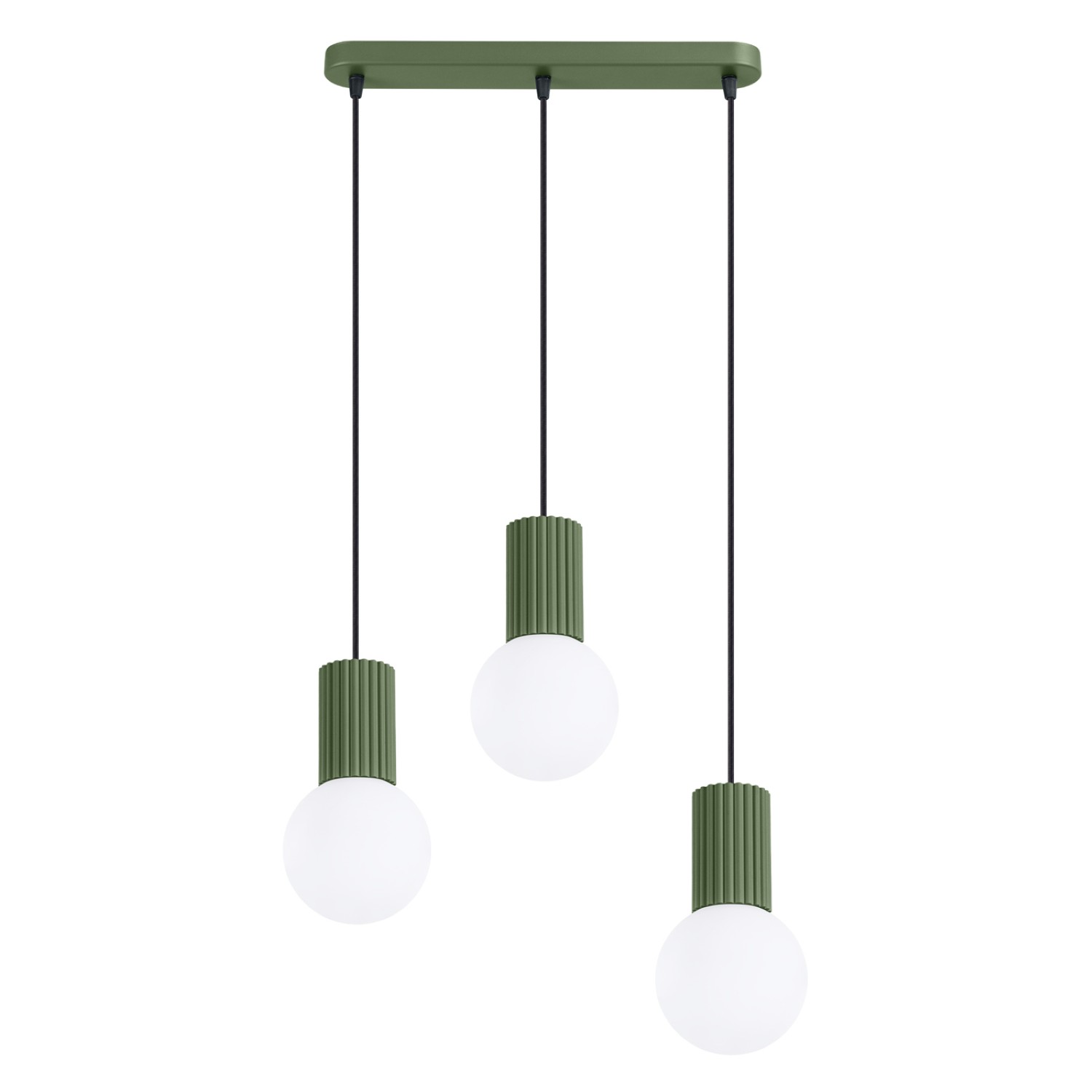 Lámparas colgantes halo 3 verde oliva aluminio/vidrio 40x120x6cm