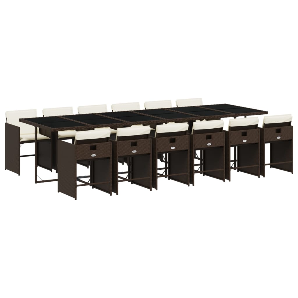 vidaXL set muebles de jardín 13 pzas y cojines ratán sintético marrón