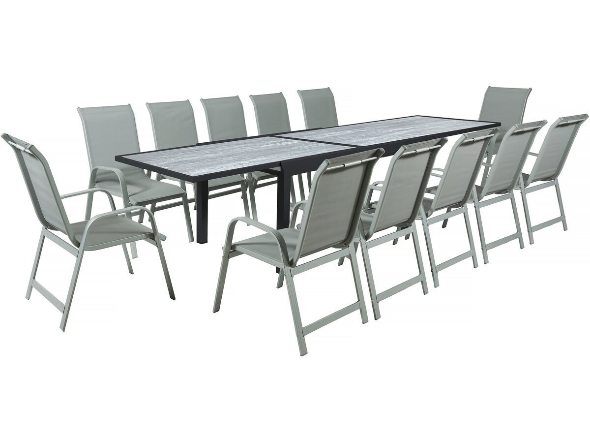 Mesa extensible y sillas de jardín de aluminio <<lagos>> - 200/320 x 105 x