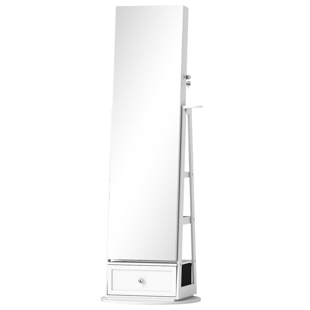 Armario joyero 56x56x164 cm mdf, vidrio color blanco Homcom
