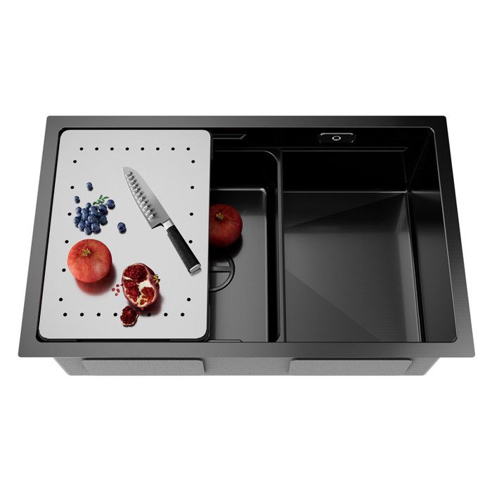Fregadero bajo encimera 70x44cm con escurridor negro antracita