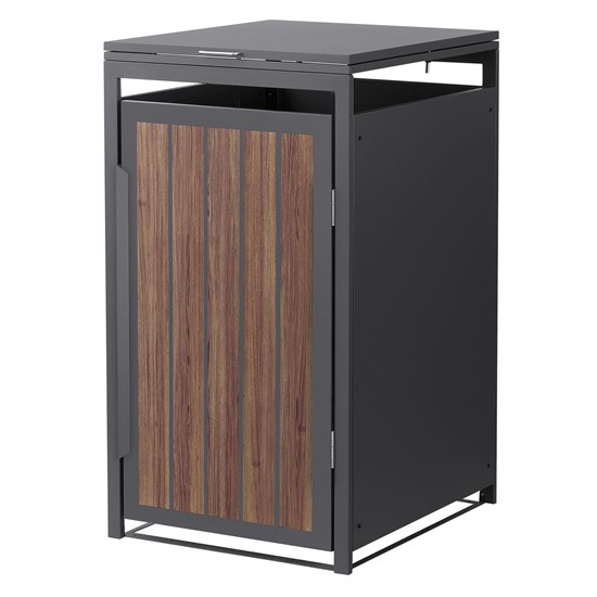 Cobertizo para cubo de basura 240l antracita roble oscuro con tapa