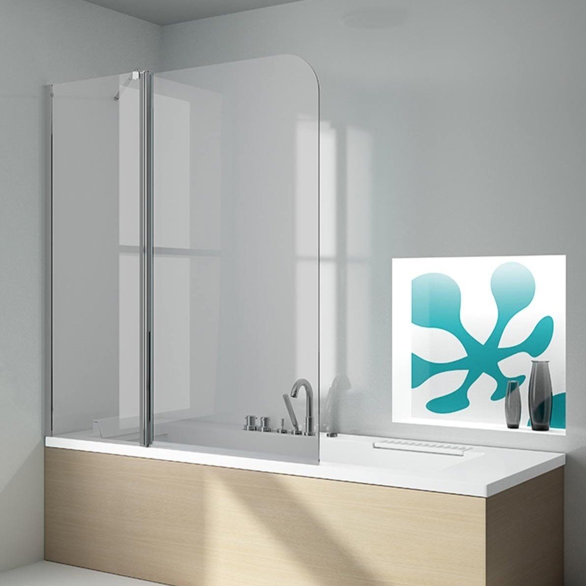 Mampara de bañera fija + puerta abatible rita