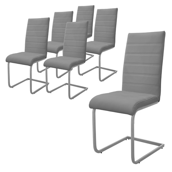 6 sillas de comedor basculante gris asientos de polipiel ergonómico