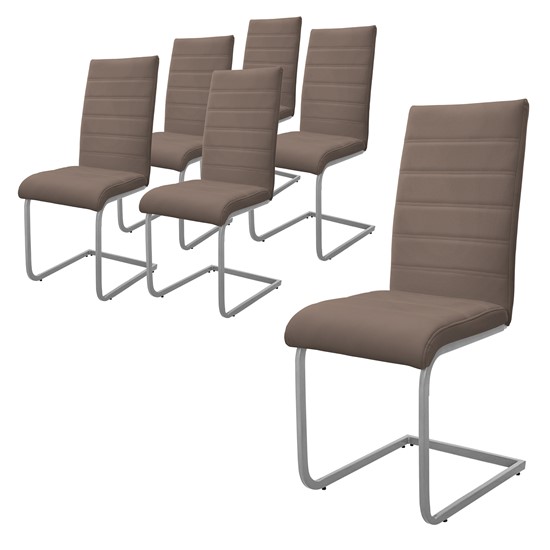 6 sillas de comedor basculante marrón asientos de polipiel ergonómico