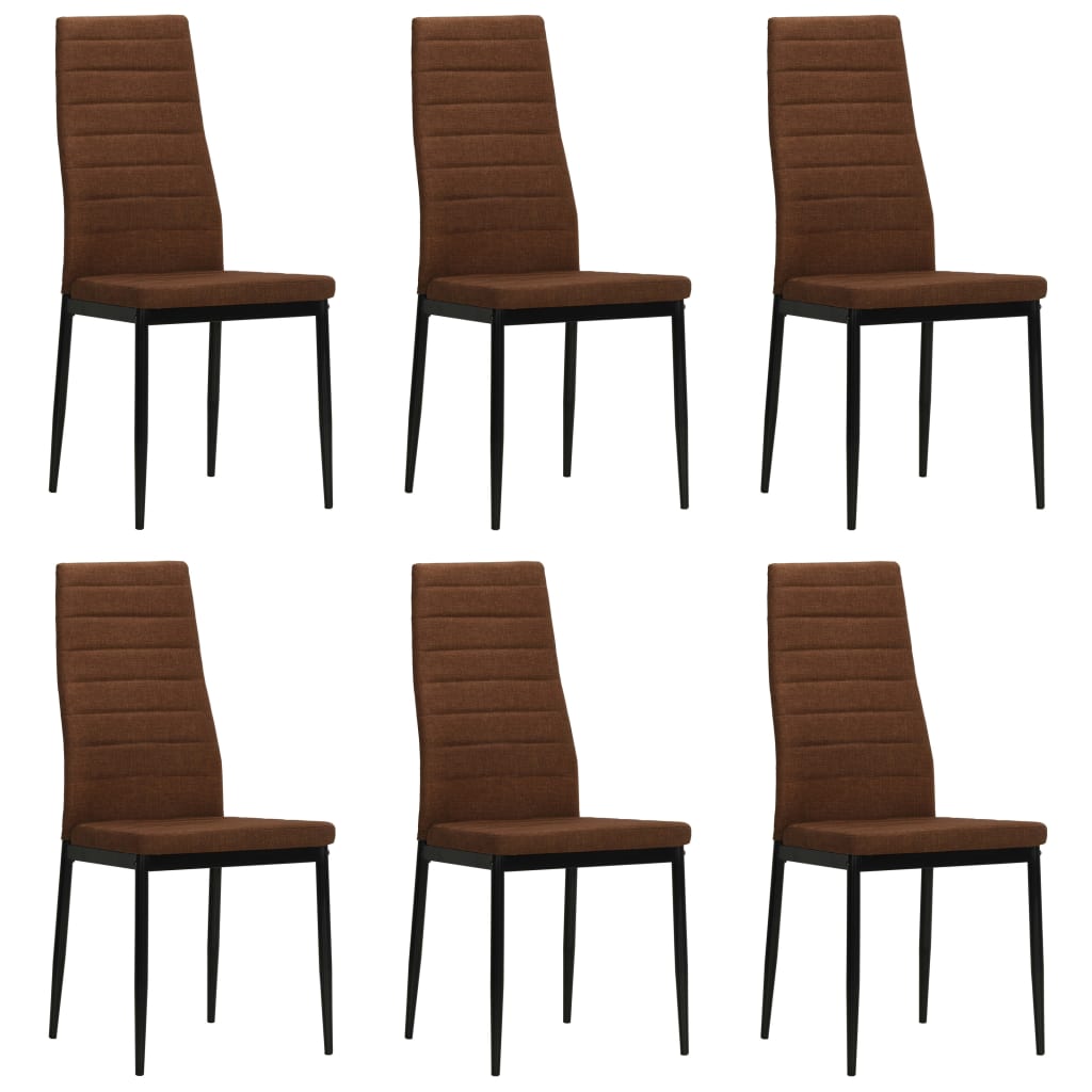 Sillas de comedor 6 unidades tela marrón qweo9322