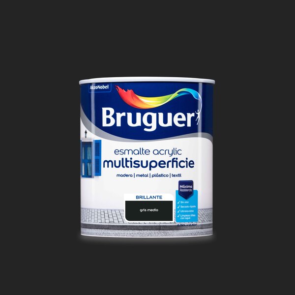 Pintura bruguer acrylic esmalte brillante gris medio 750 ml