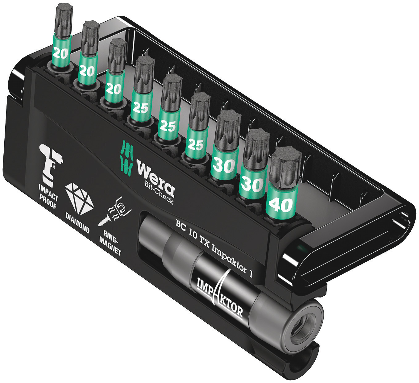 Estuches de puntas bit-check 10 torx impaktor 1 wera 05057688001