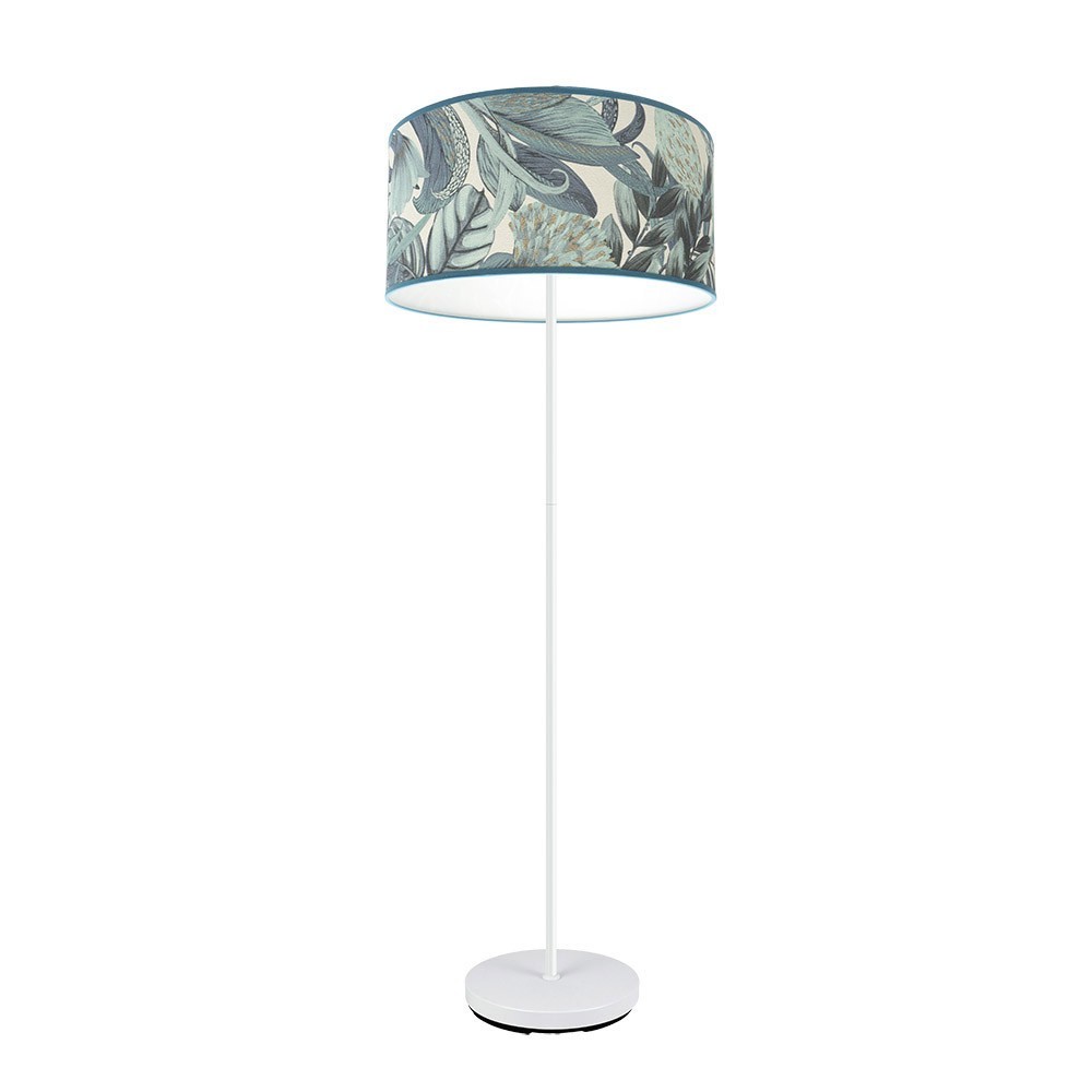 Pie de salón 1xE27 blanco hoja azul 163x40x40cm argel