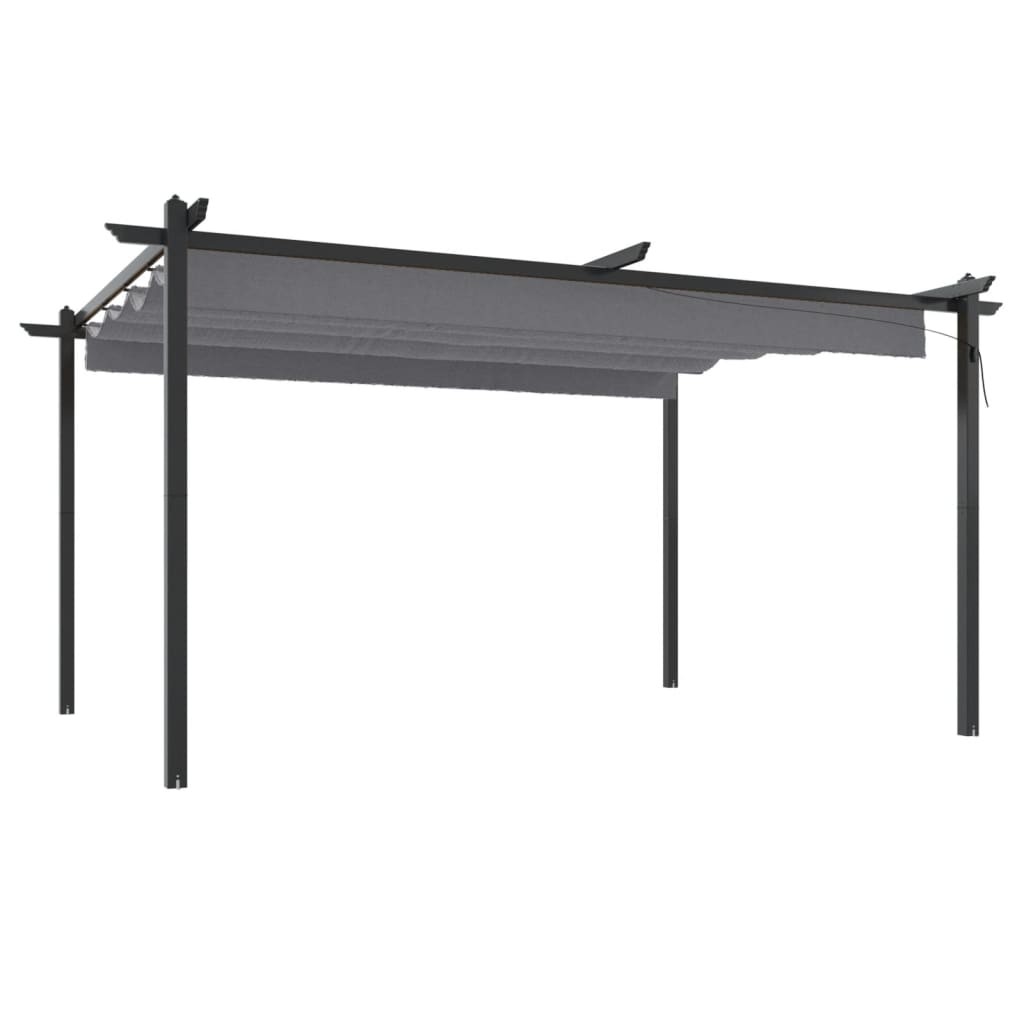 vidaXL cenador de jardín con techo retráctil gris antracita 4x3 m