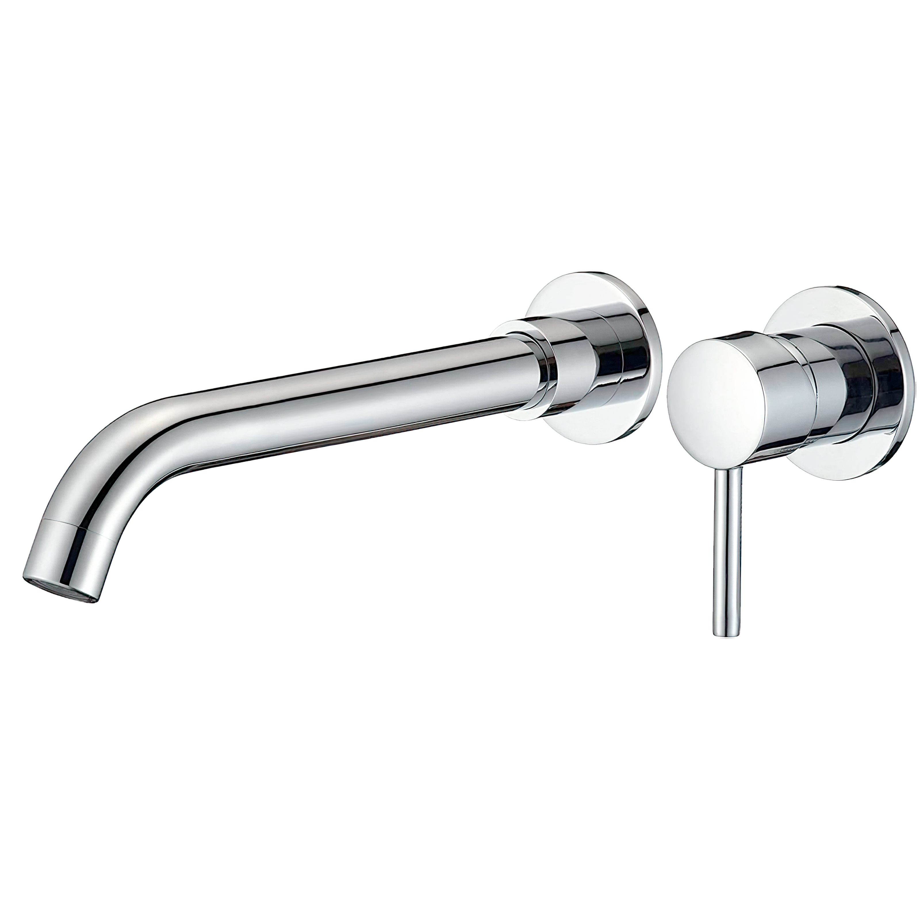 Valaz grifo lavabo empotrado redondo monomando cromado con caño de 26cm