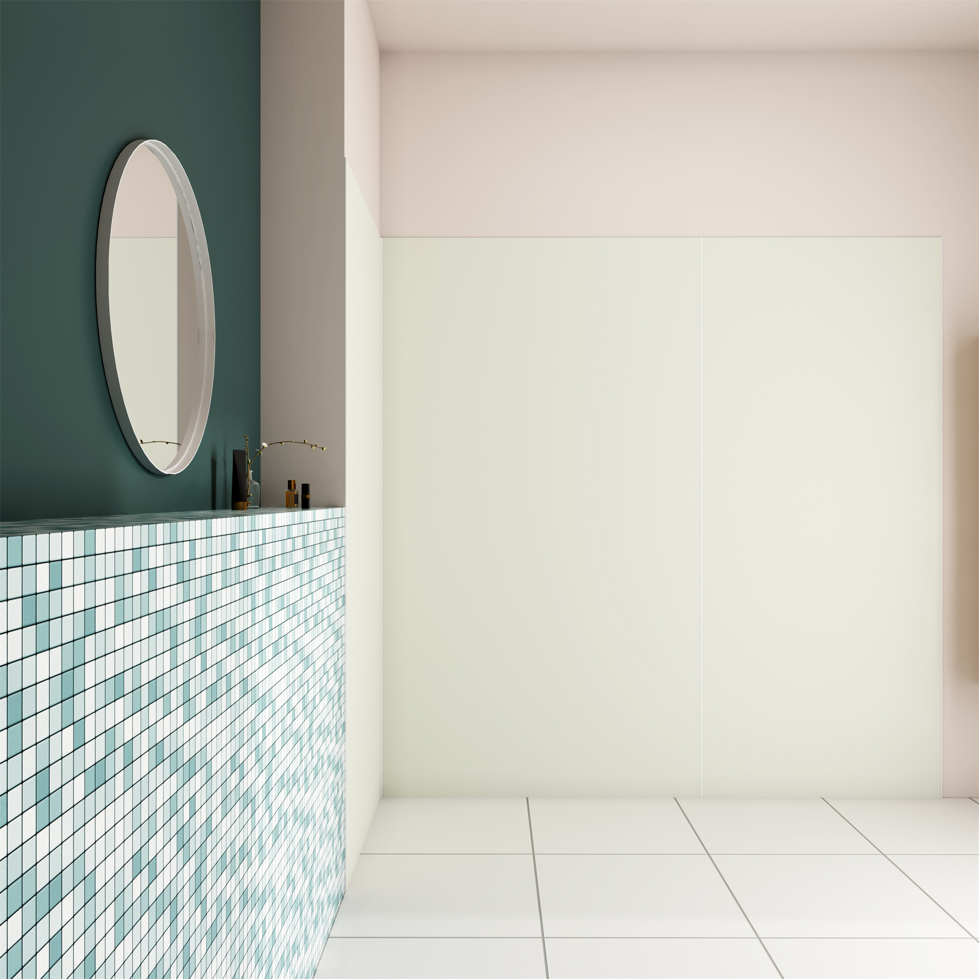 Panel angular de pared para ducha en aluminio,marfil,40x90x100x210cm