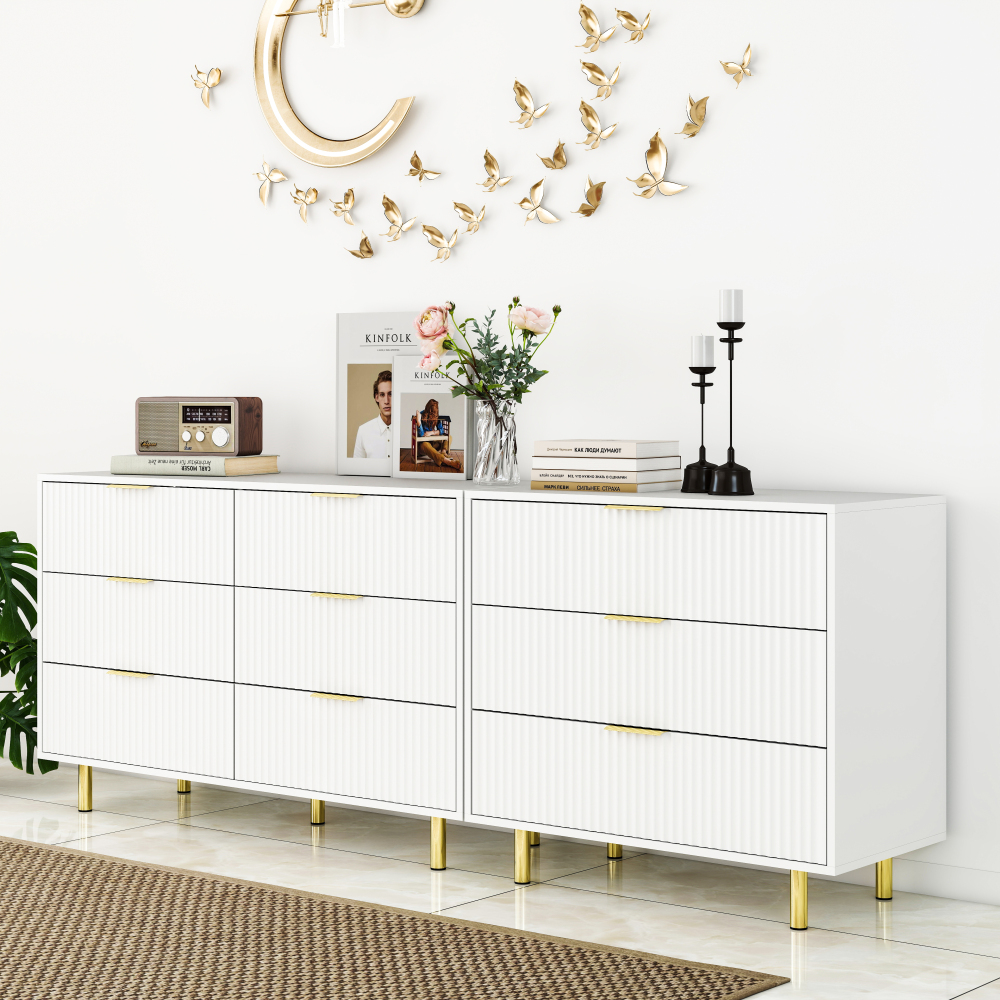 Cajonera modular para dormitorio salón 9 cajones blanco 72x200x40cm