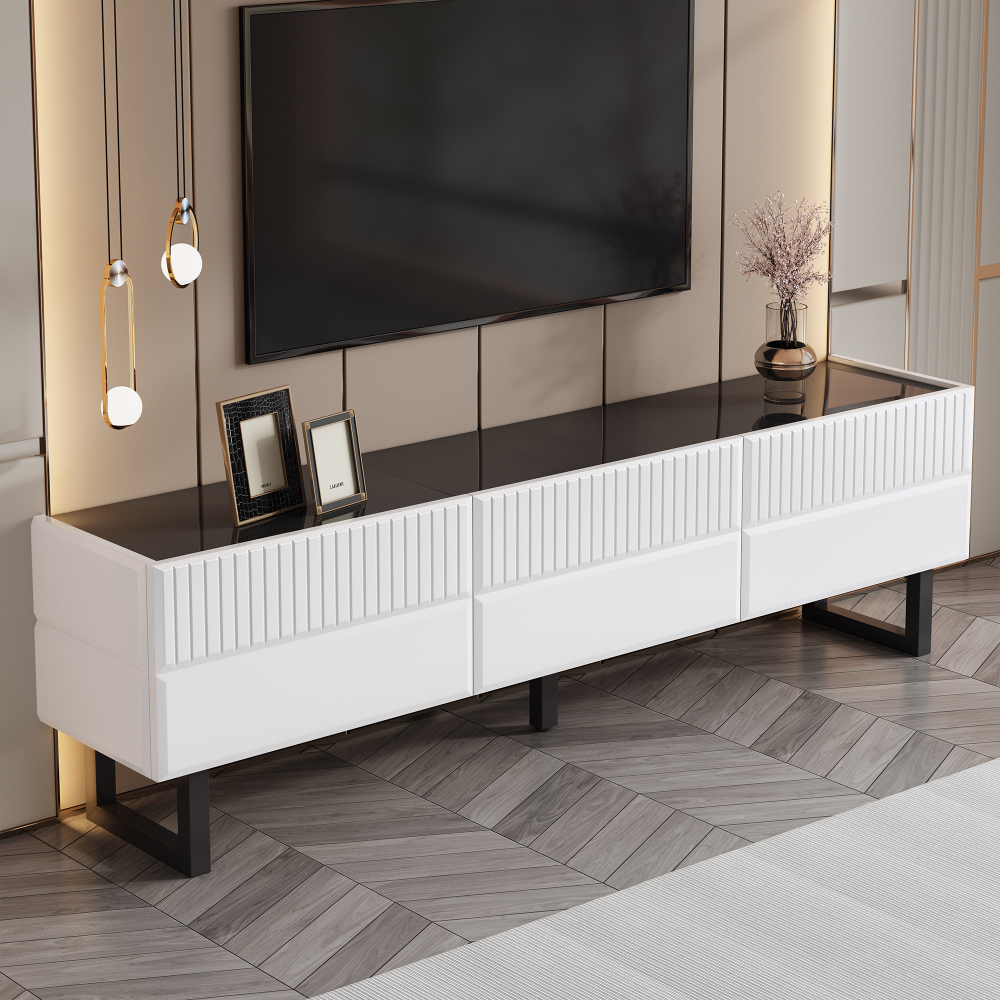 Mueble de tv para salón mdf negro y blanco 47x170x35cm
