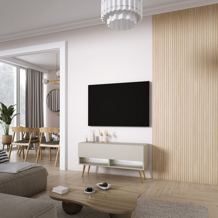 Mueble tv contemporáneo - cachemira - patas doradas - LED - 100x32x52