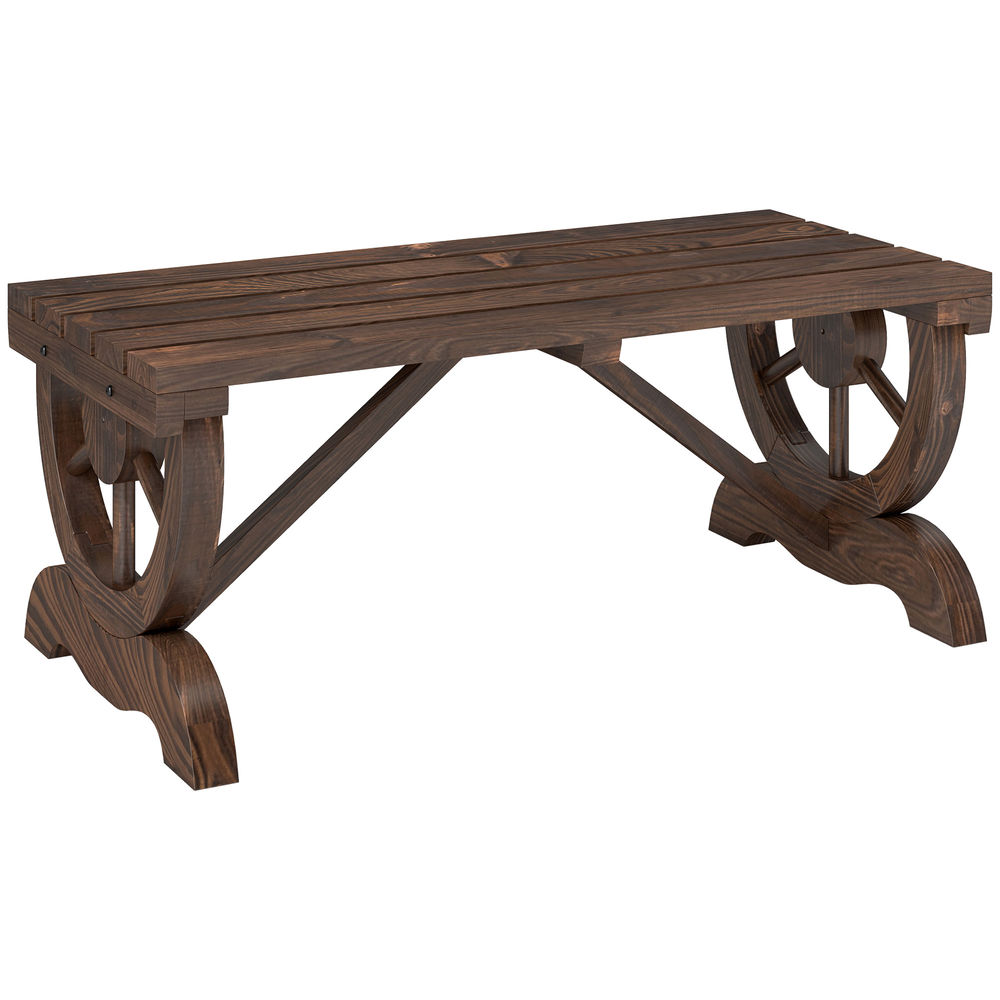 Banco de jardín 98x50x39.5 cm madera de abeto color marrón Outsunny