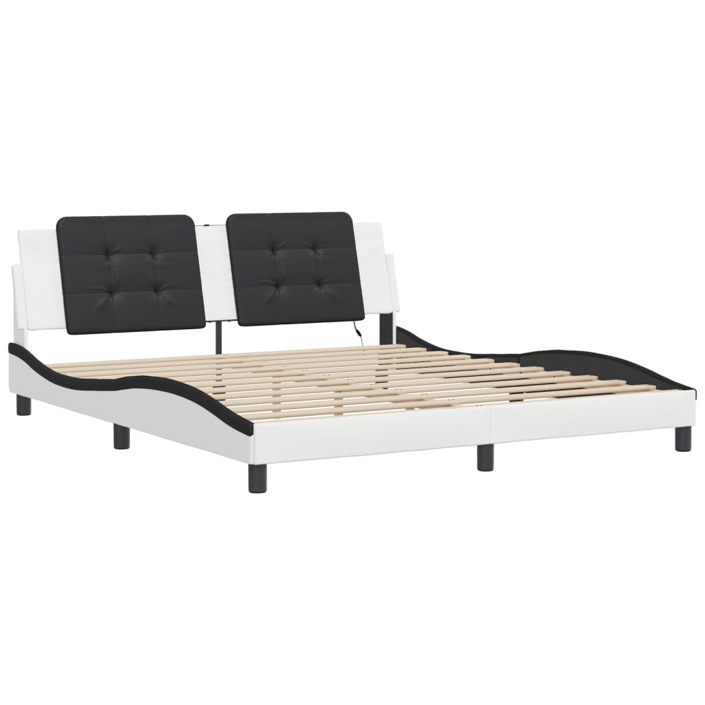 vidaXL estructura de cama con LED sin colchón zadar blanco negro 180x200 cm