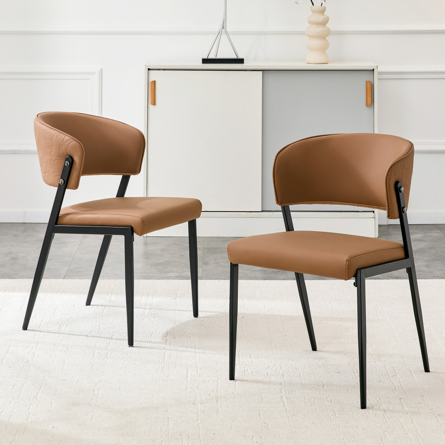 Silla comedor pu marrón respaldo ergonómico